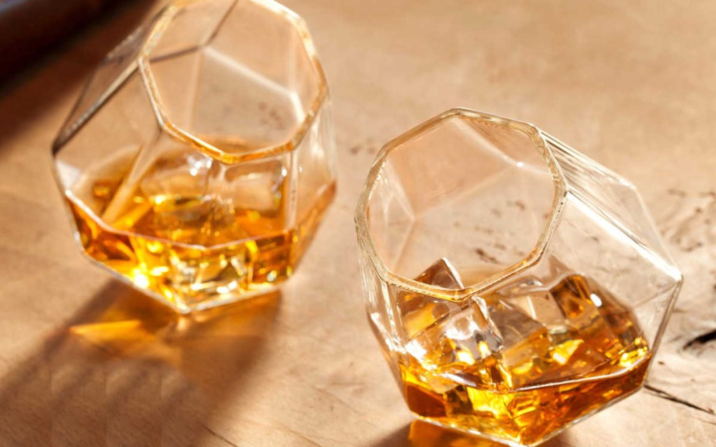 set of diamond whiskey glasses