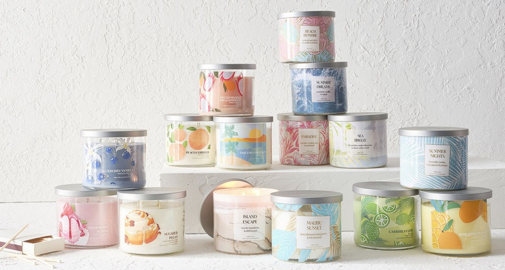 display of JCPenney candles in maple scents