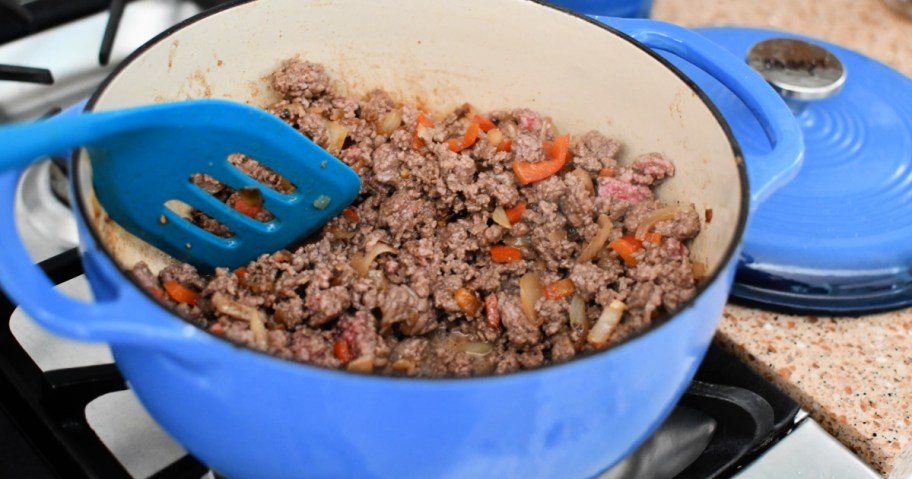 easy chili with ranch beans in a dutch oven