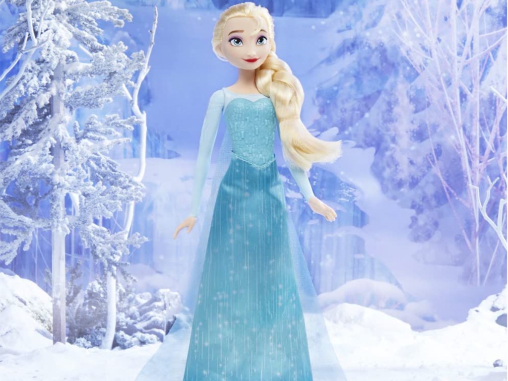 elsa doll with snow background
