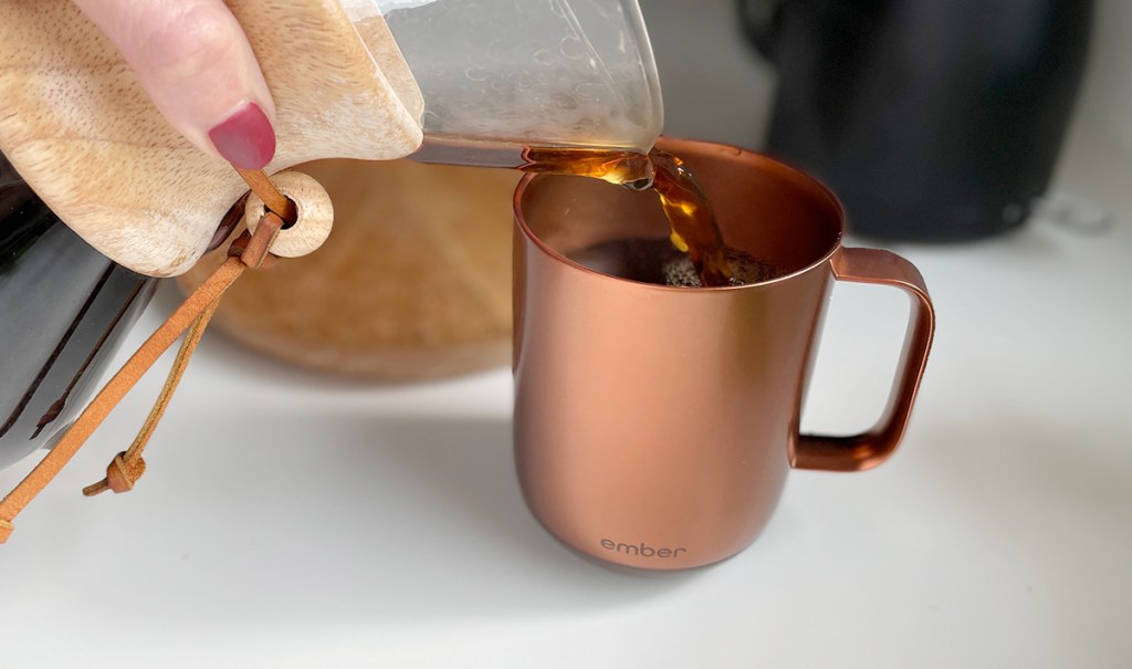 filling ember coffee mug with coffee