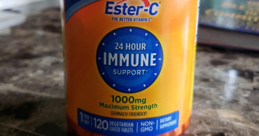 bottle of vitamins on counter