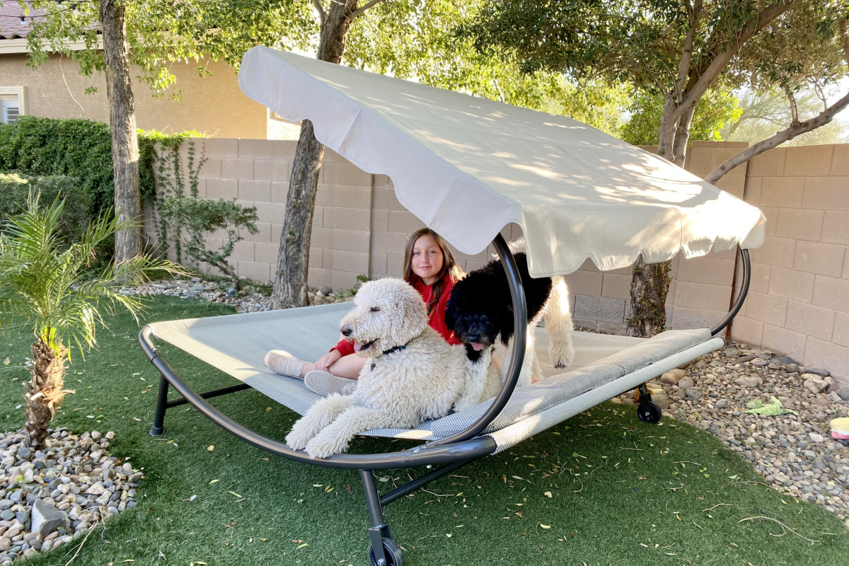 This Double Chaise Outdoor Hammock Bed Fits Great on My Patio