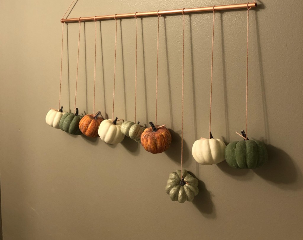 hanging pumpkins in bathroom