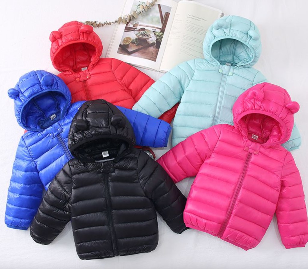multi colored kids hooded coats