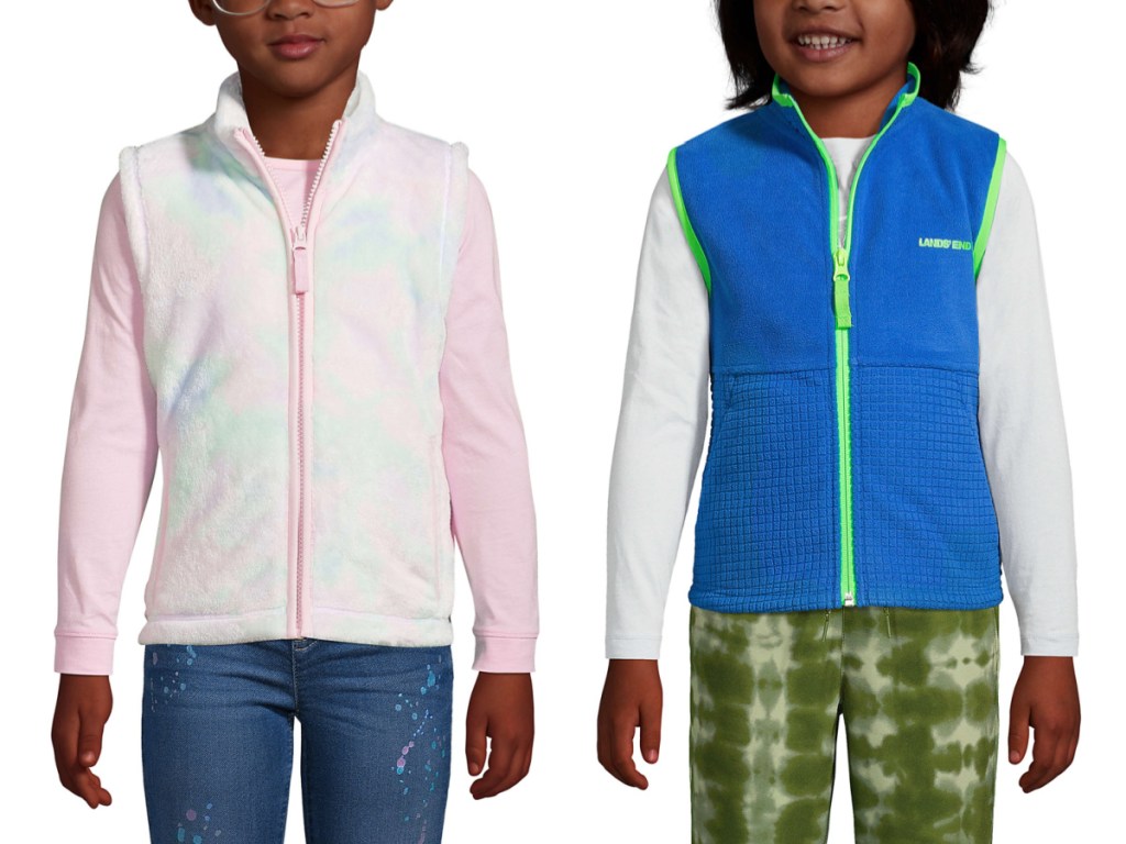 two lands end kids vests