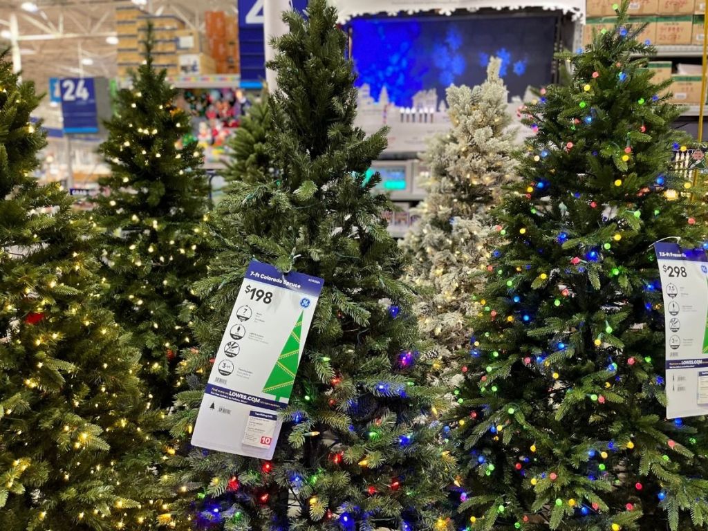 artificial Christmas tree in store