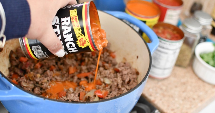 making chili with ranch beans