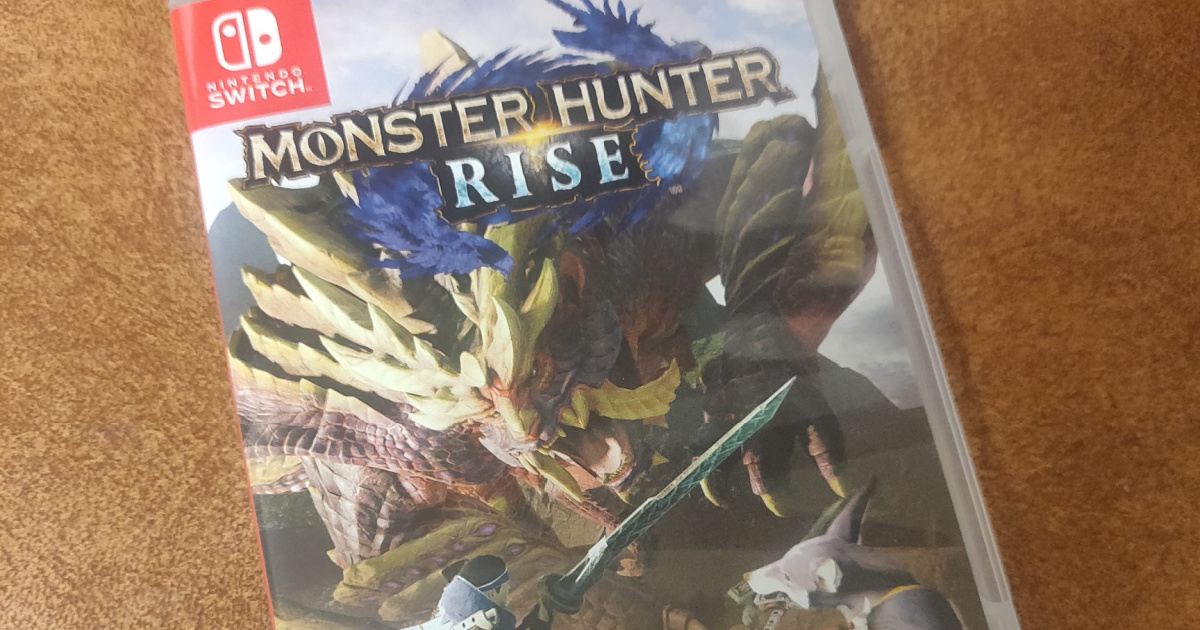 cover of monster hunter rise nintendo switch game case on a table