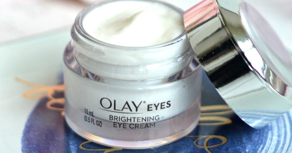 olay brightening eye cream with lid off