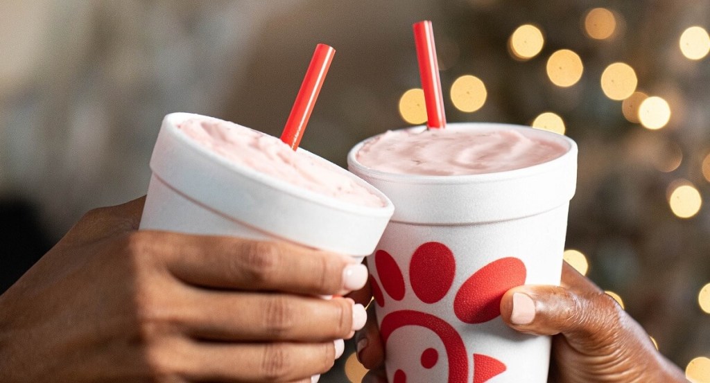 two Peppermint Chip shakes from Chick-fil-a