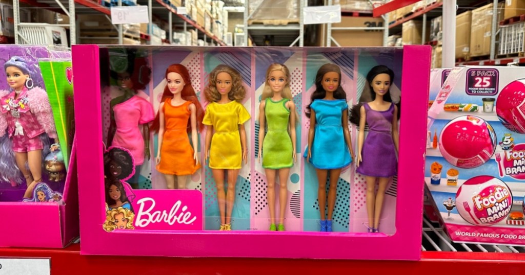 set of 6 Barbie dolls in box