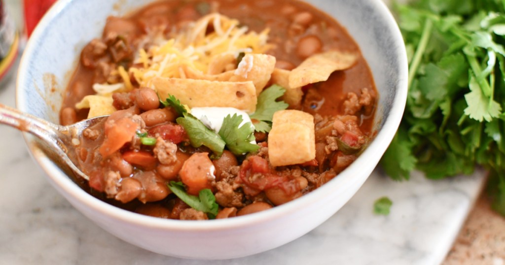 small bowl with ranch style chili