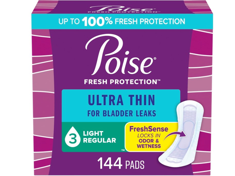 stock image of Poise Incontinence Pads & Postpartum Incontinence Pads 144 Count - Moderate & Long