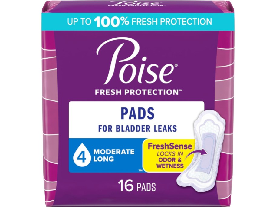 stock image of Poise Incontinence Pads & Postpartum Incontinence Pads 16 Count - Moderate & Long