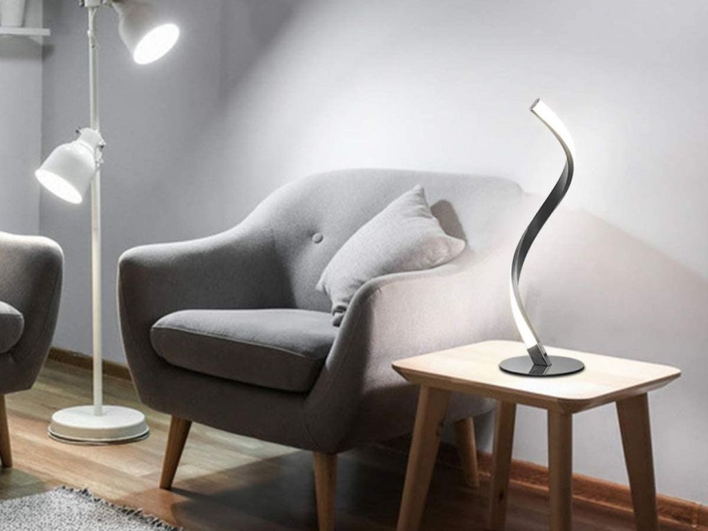 twist lamp on side table