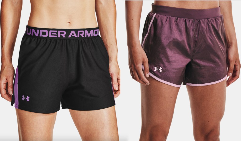 two under armour running shorts