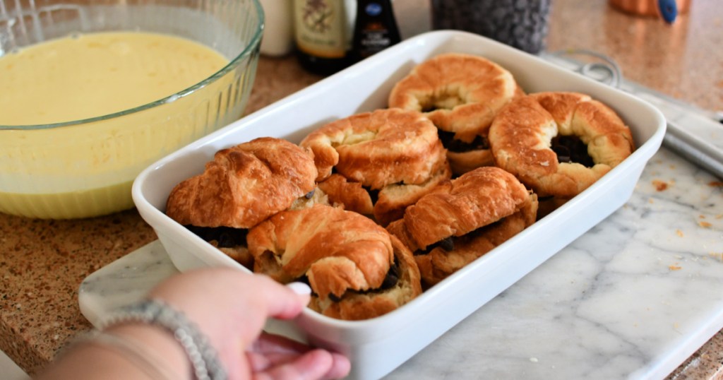 croissants in bread pudding