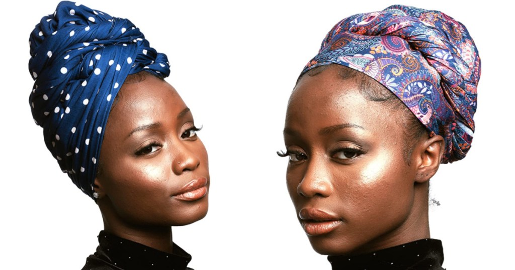 two women wearing headwraps