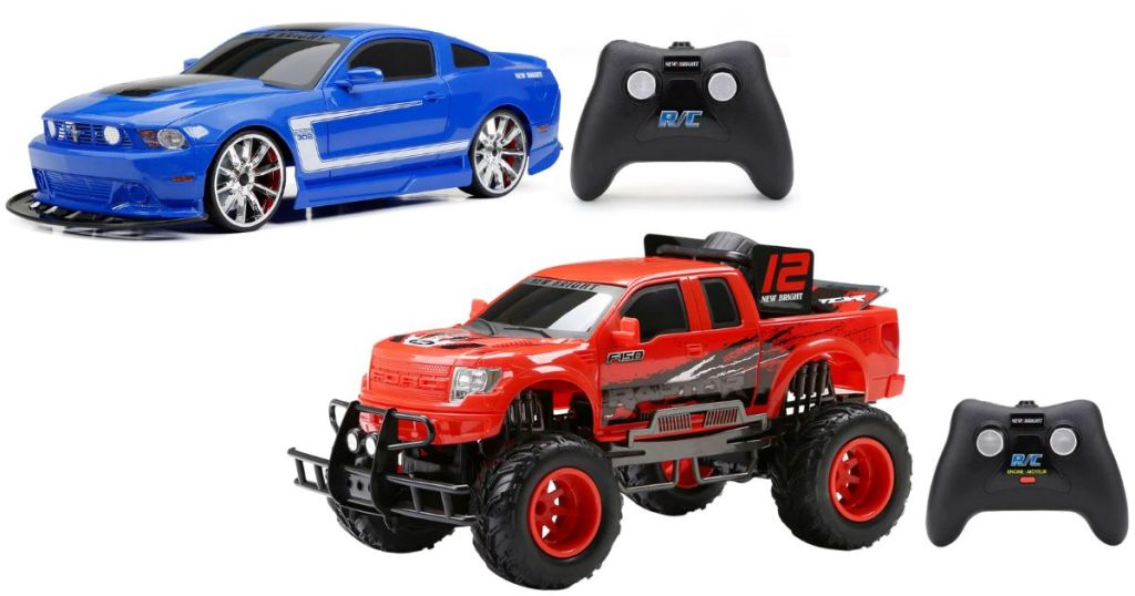 Blue Ford Mustang and Red Ford F150 Truck RC cars