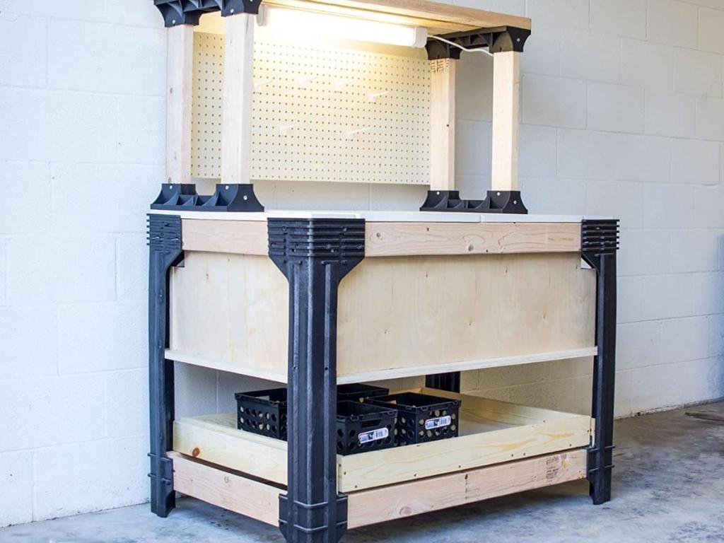 2x4 custom workbench and shelving storage station