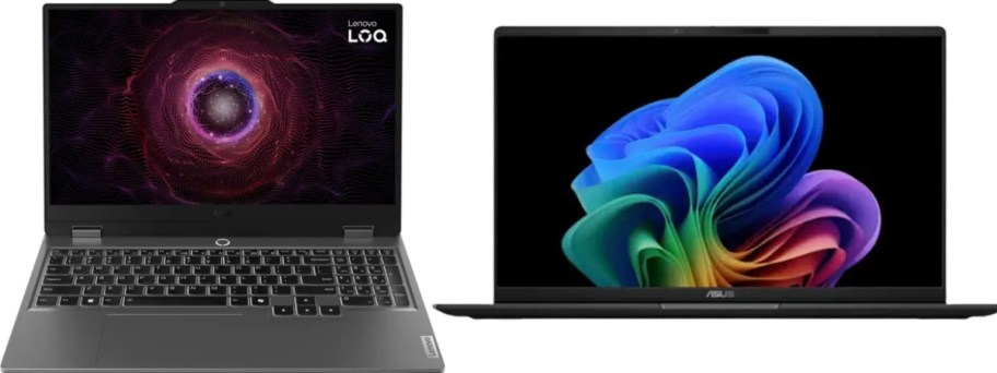 a black Lenovo Gaming Laptop and a Black ASUS laptop