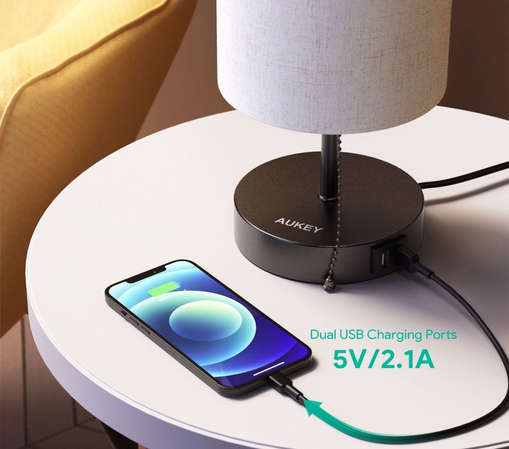 table lamp charging phone by usb