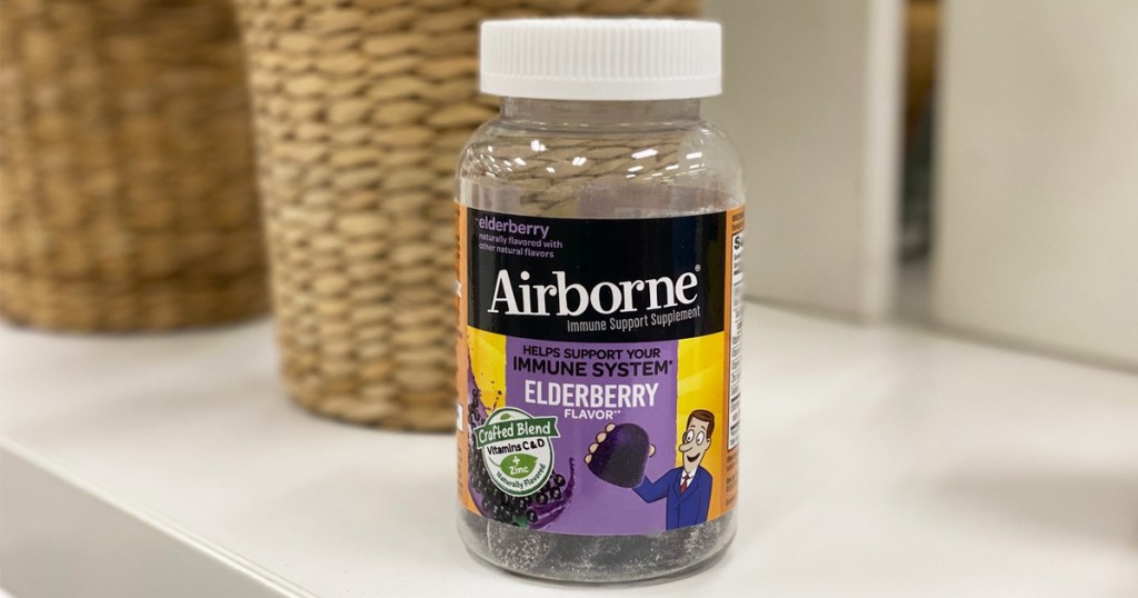 bottle of Airborne Elderberry + Zinc & Vitamin C Gummies