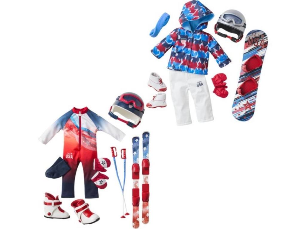 american girl team usa snowboarding and skiing set