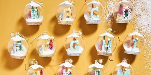 30% Off Anthropologie Site Wide | Monogram Snow Globe Ornaments Only $8.40 (Regularly $12)