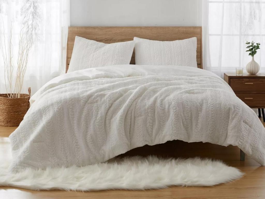 bed bath and beyond faux fur 3 piece comforter set