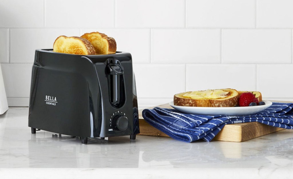 black toaster on kitchen counter