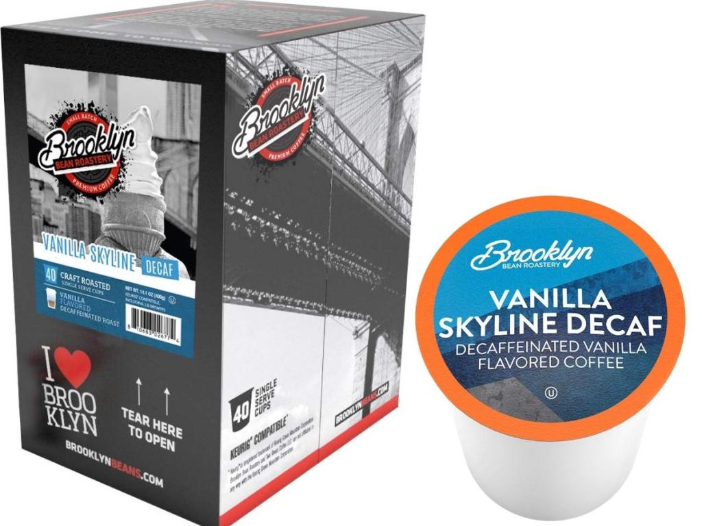 Brooklyn Beans Coffee K Cup 40-Count, Decaf Vanilla Skyline