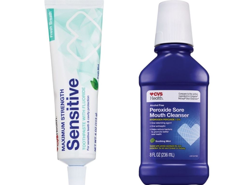 CVS toothpaste and peroxide mouth cleanser