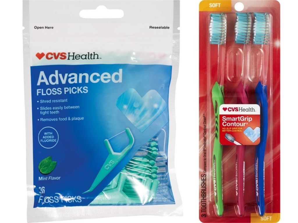 CVS Health floss pics and toothbrushes
