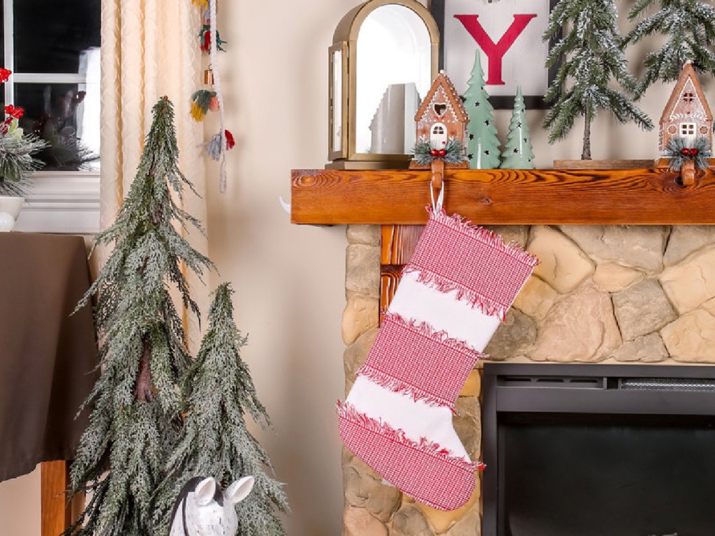 Christmas decor on a mantle