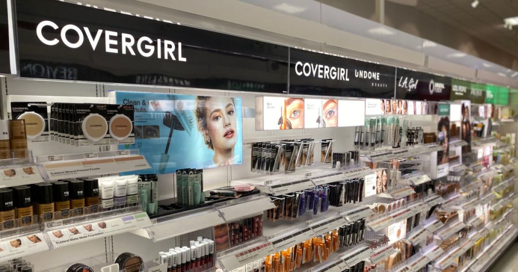 various cosmetics on shelf 