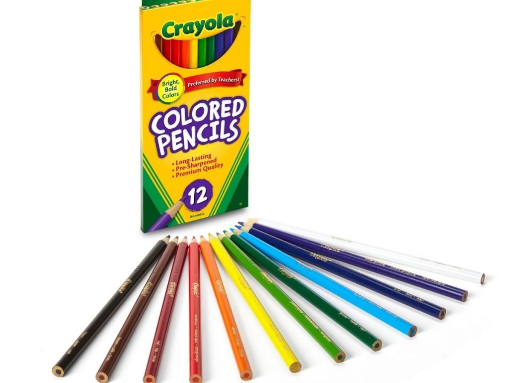 crayola colored pencils 12 count with pencils laid out