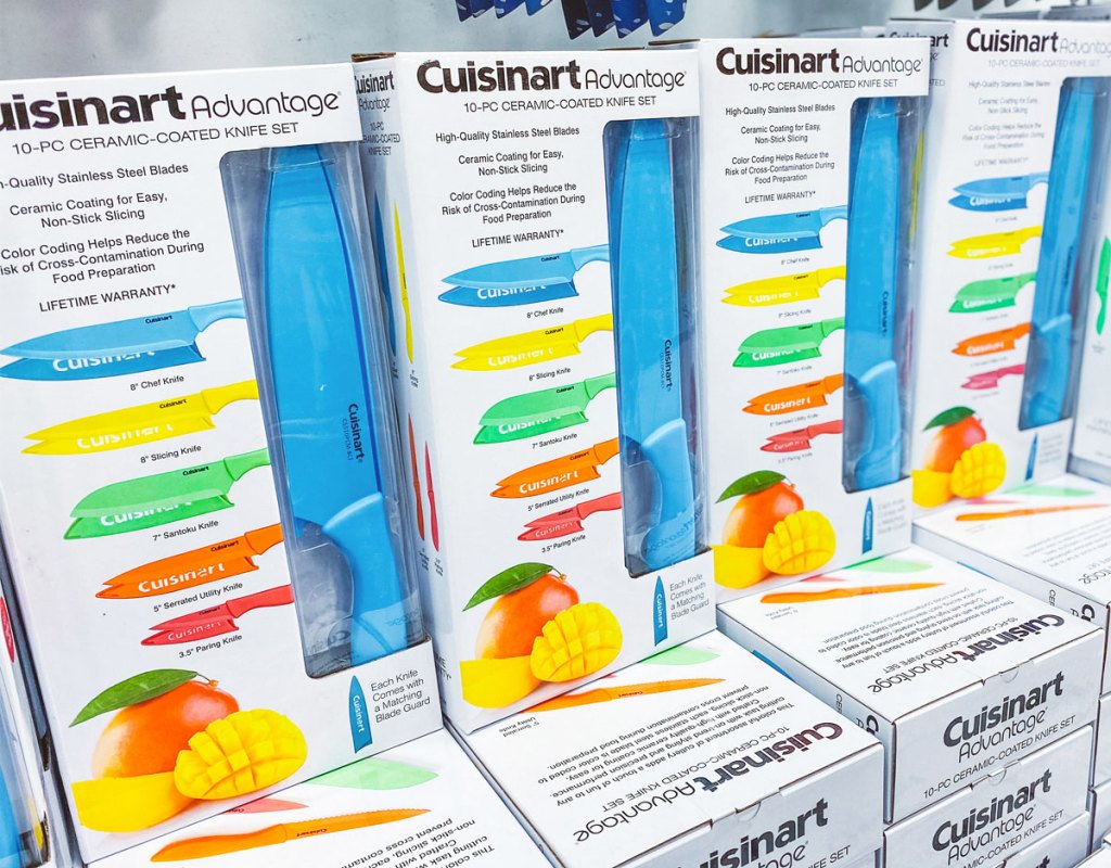 multiple boxes of cuisinart knife sets