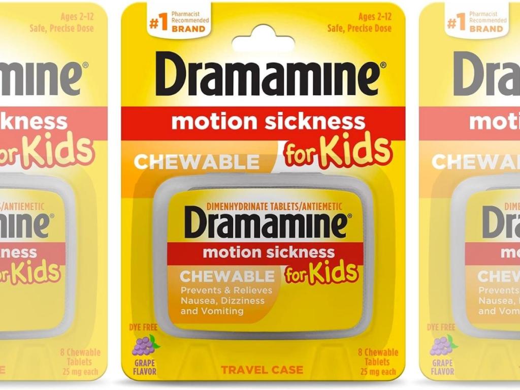 Dramamine Motion Sickness for Kids Chewable Grape Tablets 8-Count