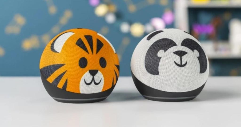 Tiger and Panda Echo Dot 4th Generation Kids Edition Speakers