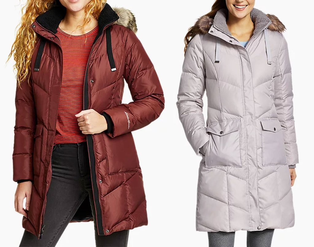 two women in eddie bauer parkas