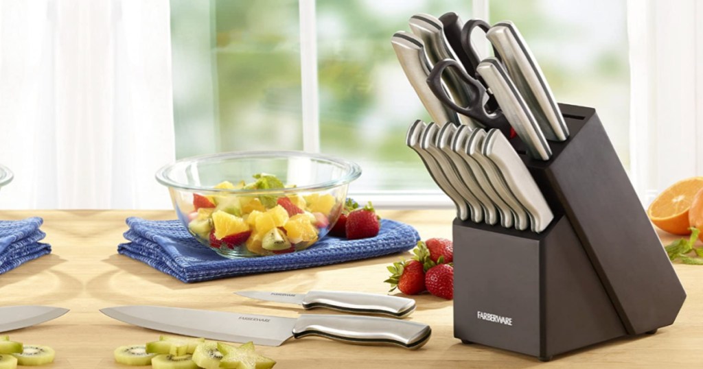 Farberware Knife Set displayed on kitchen counter
