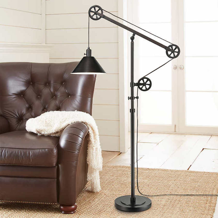 Pulley Floor Lamp in living area