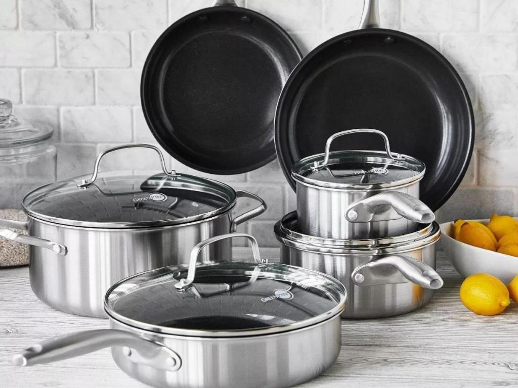 GreenPan Greenwich 10-Piece Stainless Steel Cookware Set