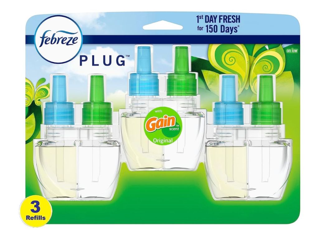 Febreze Odor-Fighting Fade Defy PLUG Air Freshener Refill, Gain Original Scent, (3) .87 fl. oz. Oil Refills 