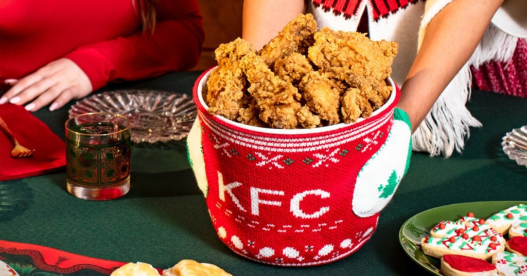 KFC bucket covered in a sweater