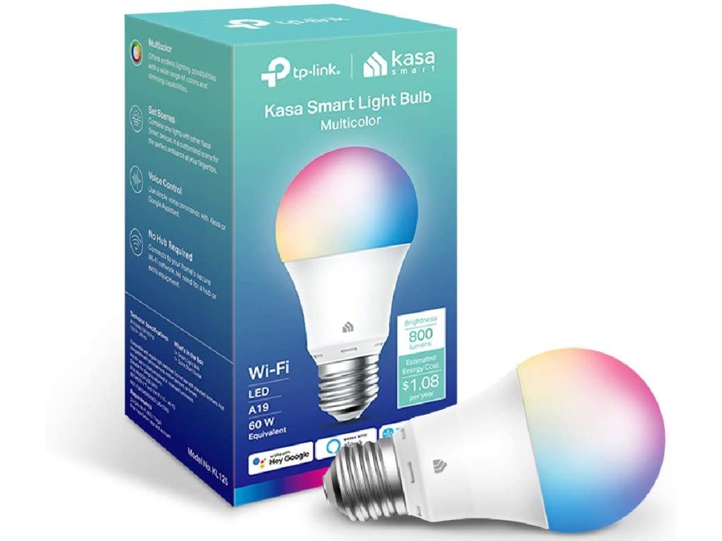 Kasa Smart Full Color Changing Dimmable 800 Lumens LED Light Bulb