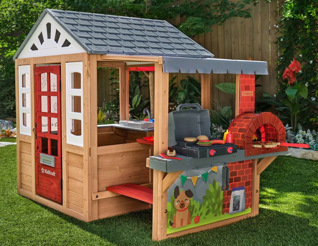 KidKraft Grill & Chill Pizza-Party-Spielhaus aus Holz für den Außenbereich