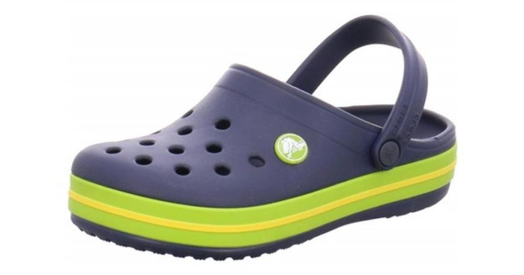 kids crocs crocband shoes in navy blue and green